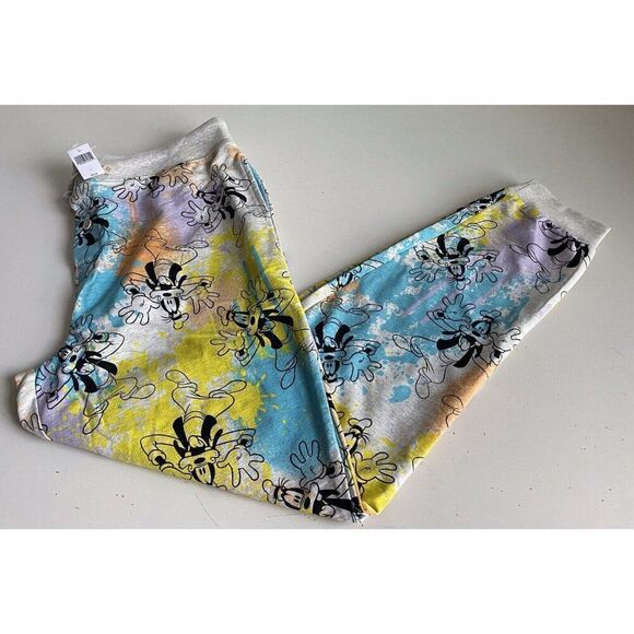 Disney Parks Men's Sz L Splatter Goofy Jogger Lounge Pants Elastic Drawstring - Picture 3 of 16